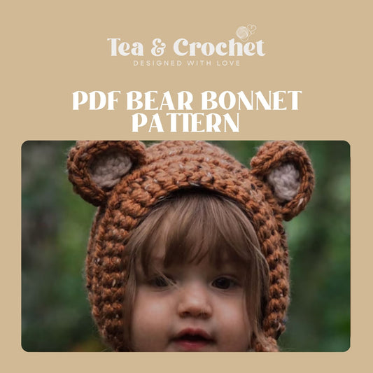 Bear bonnet PDF crochet pattern