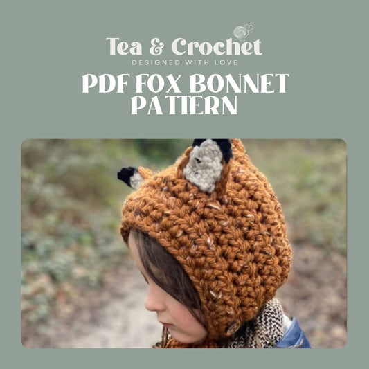 Fox pixie bonnet PDF crochet pattern