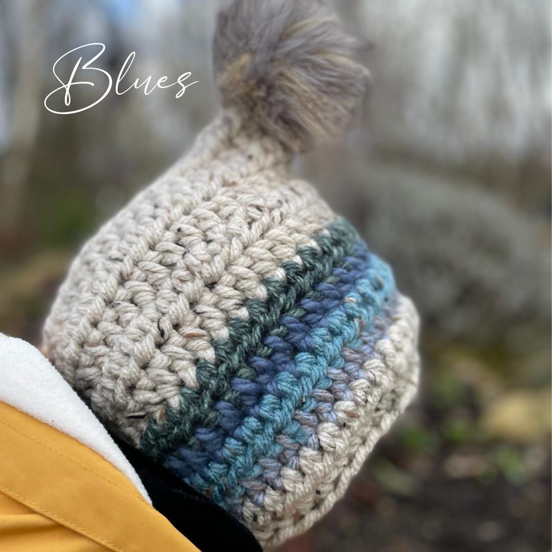 Rainbow bonnet with pompom and ties