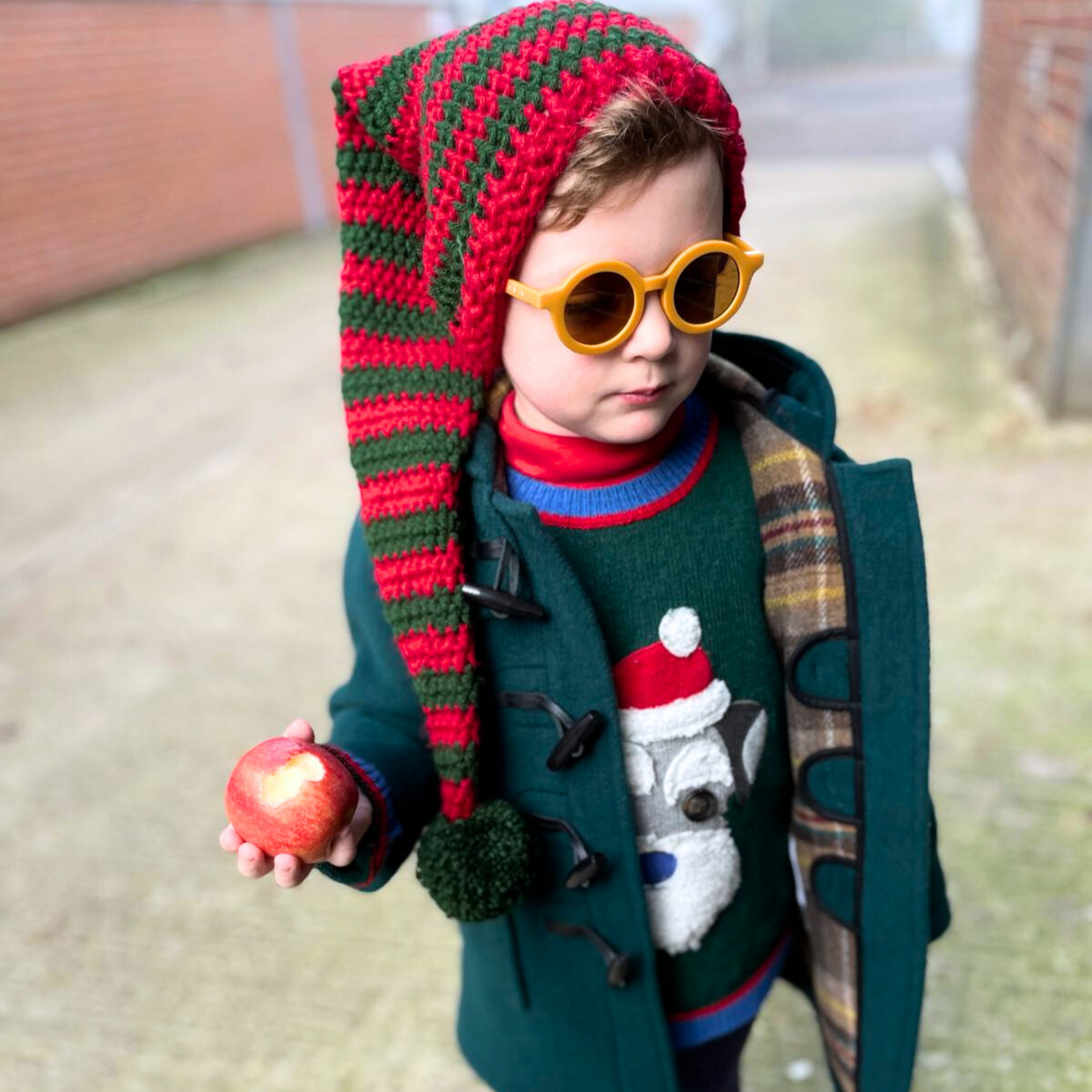 Christmas Striped Elf hat with Pompom