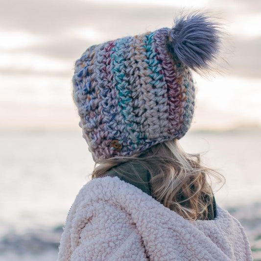 Husky pixie bonnet with faux pompom
