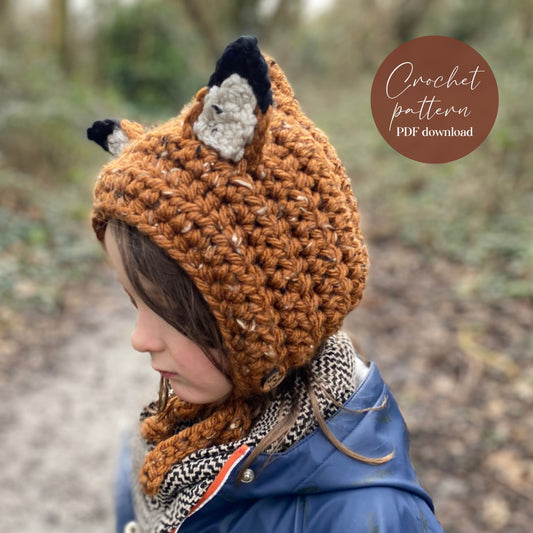 Fox pixie bonnet PDF crochet pattern