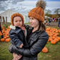 Adult Pumpkin beanie hat with leaf and stalk