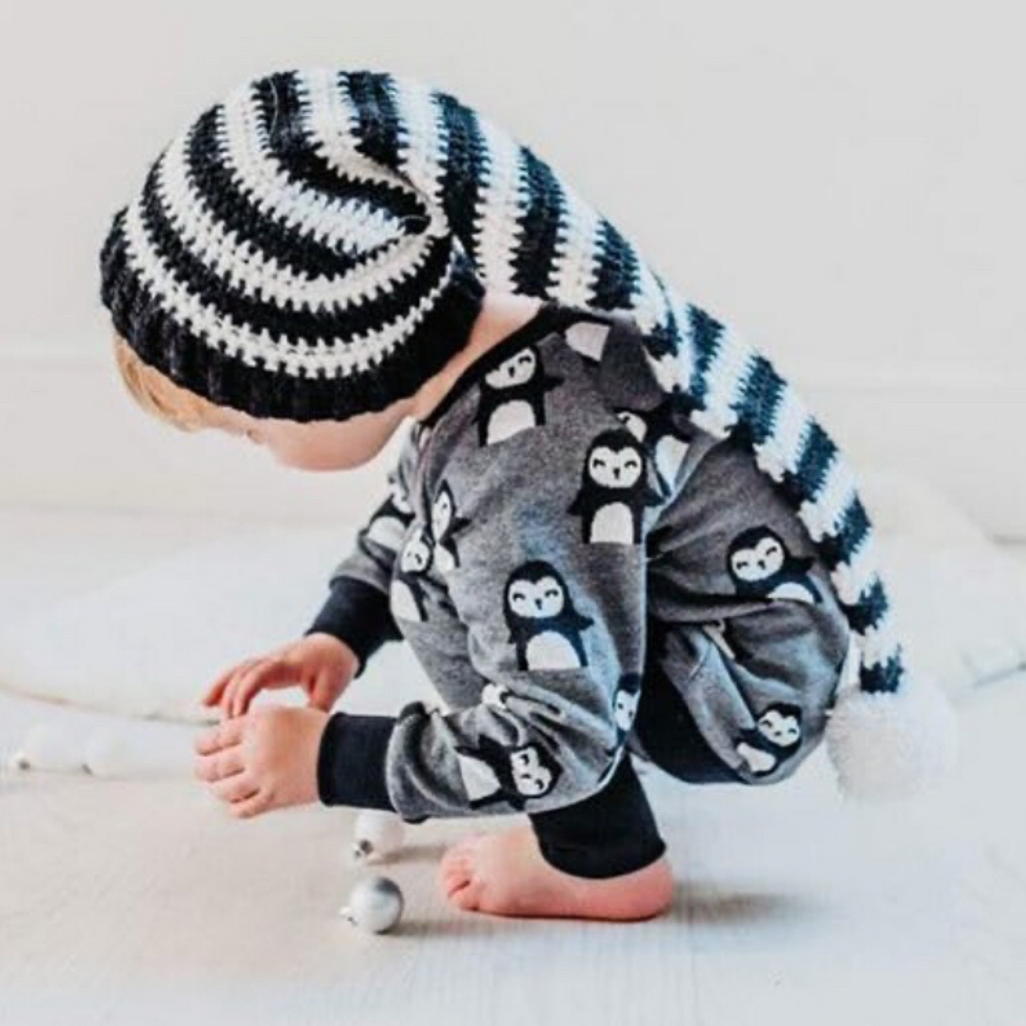 Christmas Striped Elf hat with Pompom