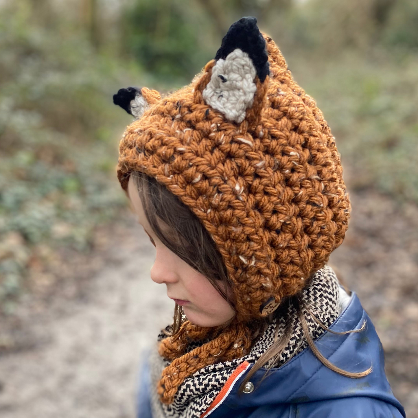 Gingerbread Fox Bonnet with ties